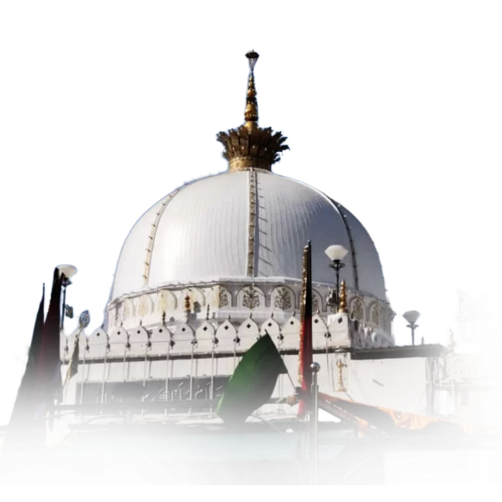 Long view of Ajmer Sharif dargah with shadow on Gumbad png