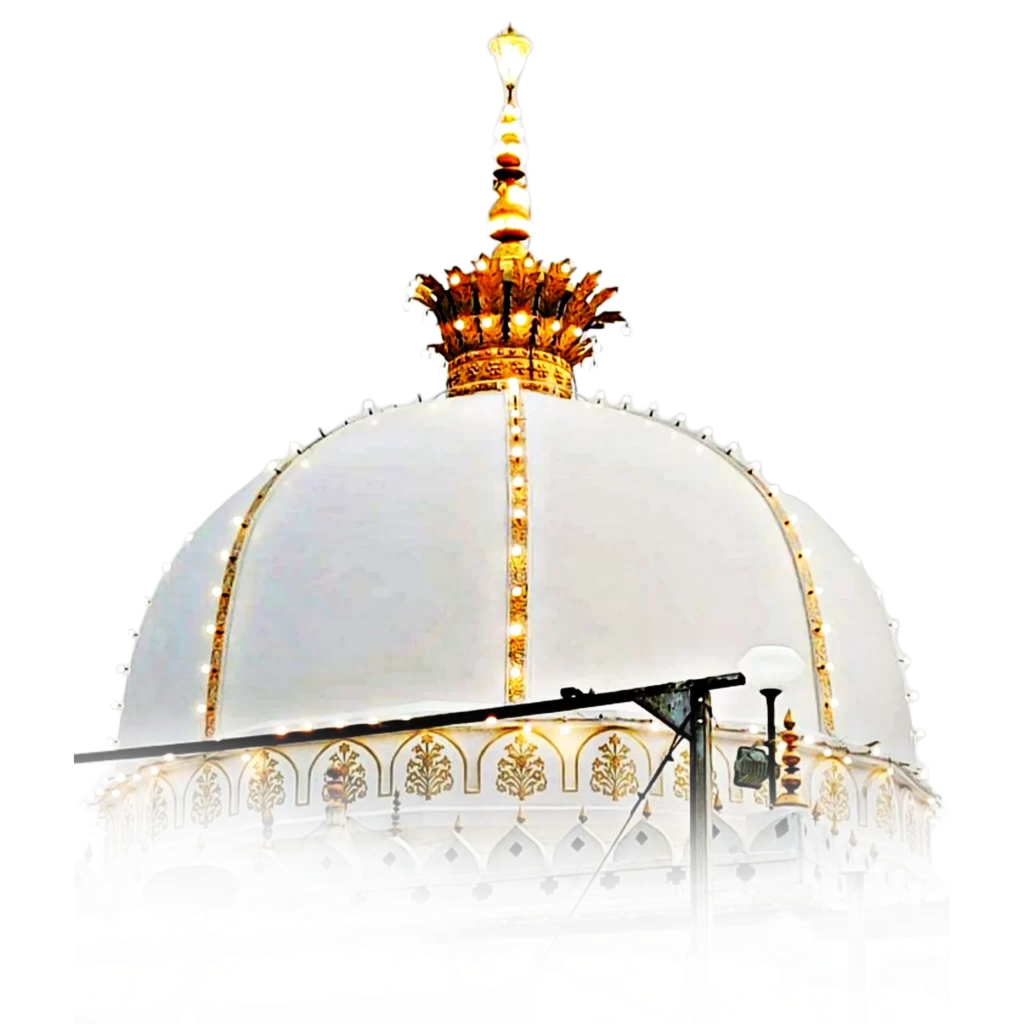 Shiny golden Gumbad of Khwaja garib Nawaz dargah png