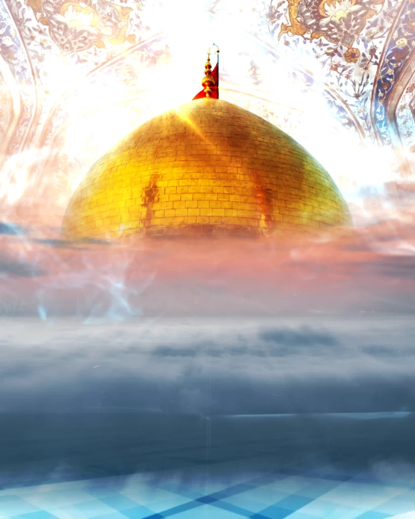 golden dome of imam e hussain in portrait size